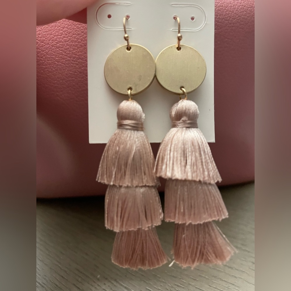 Francesca’s Light Pink Fringe Earrings